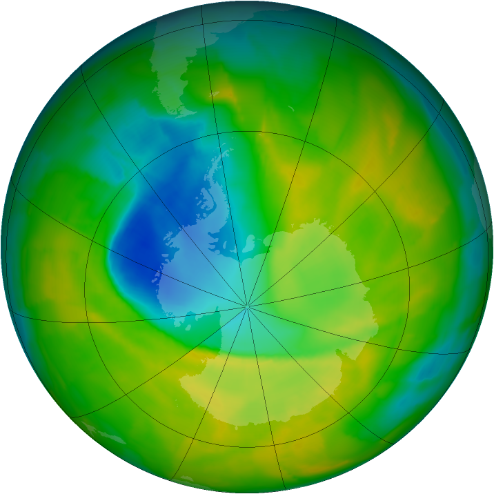 Antarctic ozone map for 09 November 2012